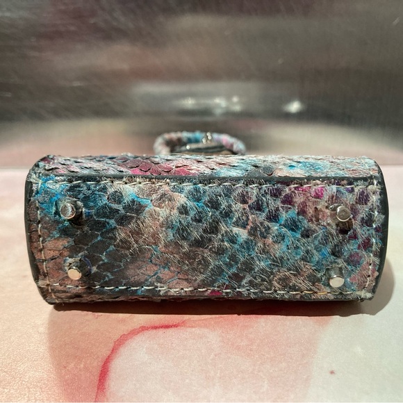 π Handmade Genuine Leather Mini Iridescent Fish Scale Birkin Tote Bag Charm - Picture 6 of 9